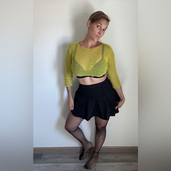 Black Pleated Mini Skirt Cotton Spandex Large Streetwear Goth Punk - Picture 3 of 12